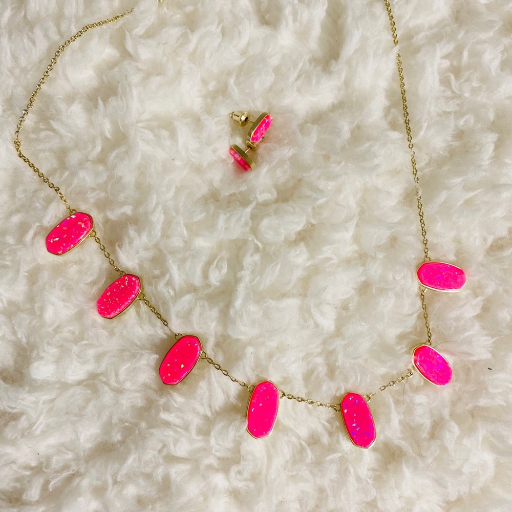 Kendra Scott Hot Pink Kyocera Opal Set